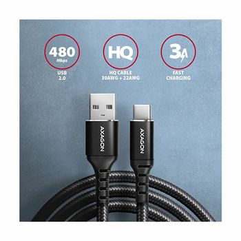 CC USB CM 2.0 <> USB AM, 1,0 m, Crna, HQ, BUCM-AM10AB, AXA