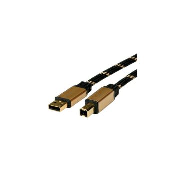 Roline GOLD USB2.0 kabel TIP A/B M/M, 3.0m, crno/zlatni
