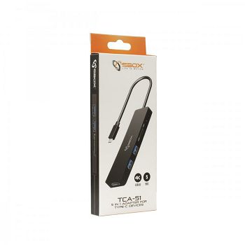SBOX 5u1 adapter USB-C - HDMI/USB-3.0/SD+TF, TCA-51