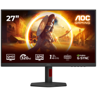 AOC Gaming Q27G4SRU monitor - 68.6cm (27"), QHD (2560 x 1440), Fast IPS, 320Hz, 0.3ms MPRT (1ms GtG), Adaptive Sync, G-Sync Compatible, HDR400, USB razdelilnik, 2x HDMI 2.1, 1x DP 1.4 - Q27G4SRU-A