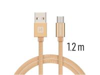 SWISSTEN kabel USB/microUSB, platneni, 3A, 1.2m, zlatni - 03080041