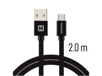 SWISSTEN kabel USB/microUSB, platneni, 3A, 2m, crni - 03080042