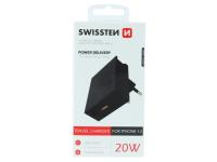 SWISSTEN punjač za AC220, 1xUSB-C, 3A, 20W, crni - 03100037