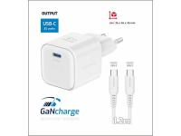 SWISSTEN punjač za AC220, GaN, 1xUSB-C, 35W, 3A, bijeli + USB-C kabel - 03100054