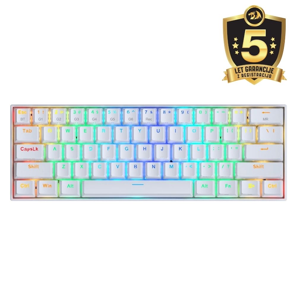 KEYBOARD - REDRAGON DRACONIC K530RGB PRO BT/WIRED MECHANICAL WHITE RED SWITCH