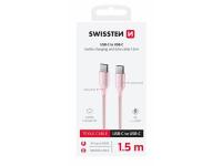 SWISSTEN kabel USB-C/USB-C TEXTILE II, 3A, 60W, 480 Mb/s, 1,5m rozi - 03080124
