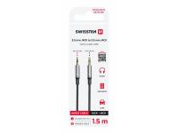 SWISSTEN kabel audio AUX, stereo, platneni, 3.5mm-3.5mm, 1.5m, sre/crn - 03080126