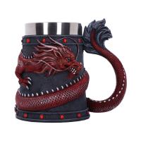 NEMESIS NOW DRAGON COIL TANKARD RED 16CM
