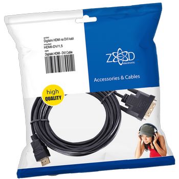 ZED electronic HDMI na DVI kabel, 1.5 met, ver. 1.4 - HDMI-DV/1,5