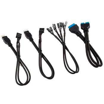 Corsair Premium Sleeved Frontpanel Kabel Verlängerungskit, black CC-8900244
