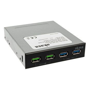Akasa USB 3.1 Gen2 und Quick Charge Panel 3,5 Zoll - black AK-ICR-34