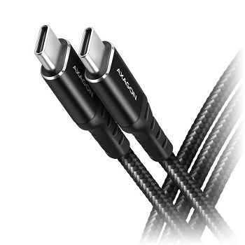 AXAGON BUCM-CM10AB USB-C zu USB-C 2.0 Kabel, 1m, PD 60W, 3A, geflochten - black BUCM-CM10AB