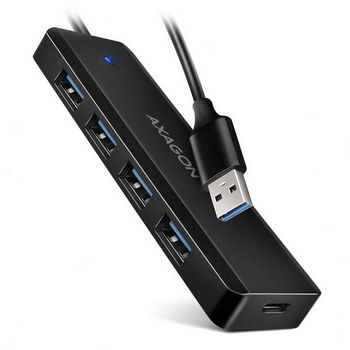 AXAGON HUE-C1A Superspeed USB-A Travel Hub, 4x USB 3.0 - 20cm, black HUE-C1A