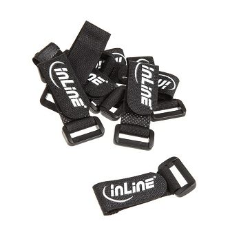 InLine Klettschlaufen 20x100mm, 10er - black 59945E