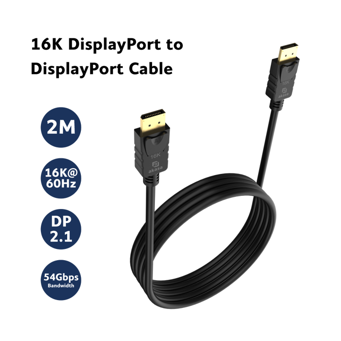 Akasa 16K DisplayPort Kabel - 2m, black-AK-CBDP27-20BK