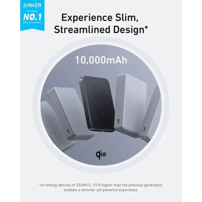 Anker MagGo 10K Slim wireless powerbank, black