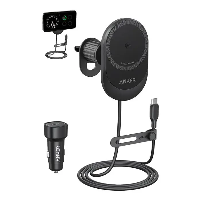 Anker MagGo bežični avtopolnilec z vgrajenim USB-C kablom, 15W
