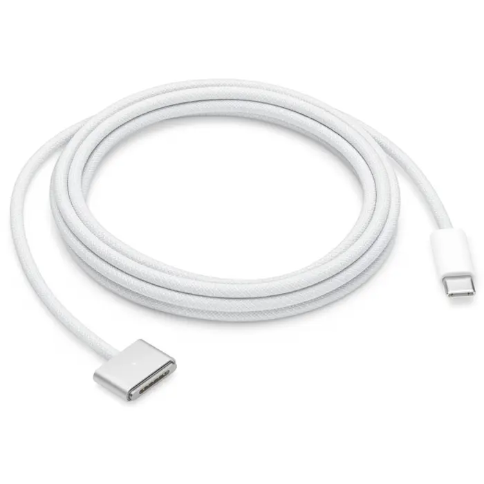 Apple USB 2.0 charging cable, USB-C connector > magnetic MagSafe 3 connector (silver, 2 meters, sleeved, charging only)