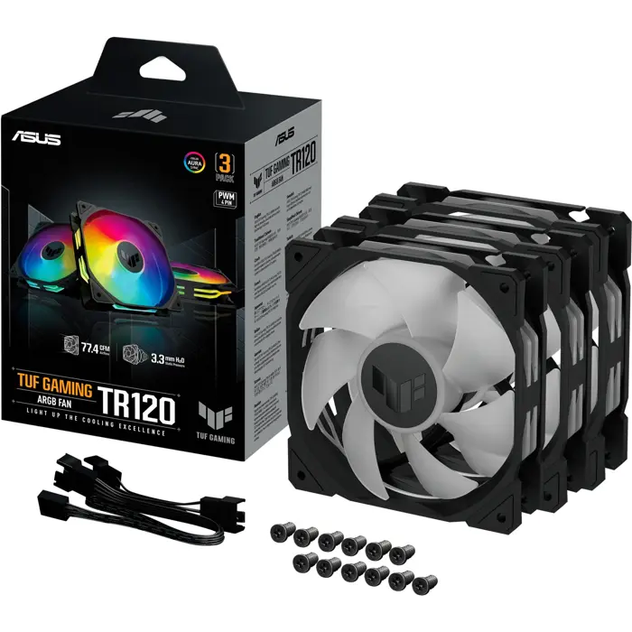 ASUS TUF GAMING TR120 ARGB, case fan (black/transparent, 3-pack)