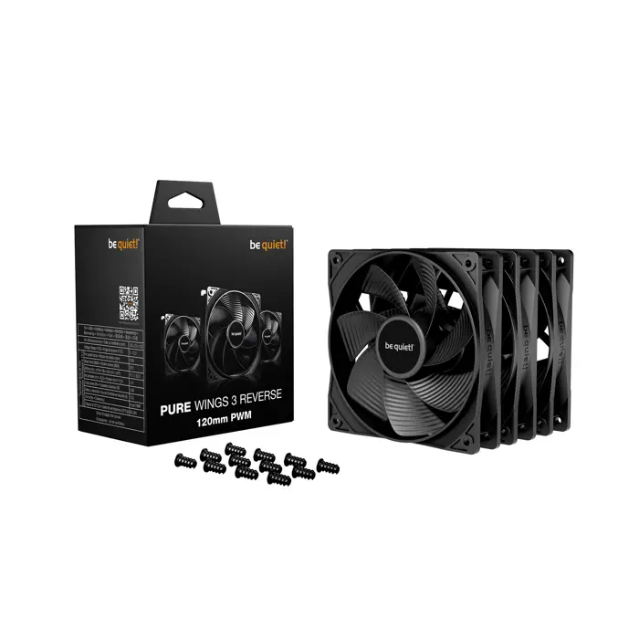 be quiet! Pure Wings 3 120mm PWM Reverse 3-Pack, case fan black, 3-pack, 120 mm