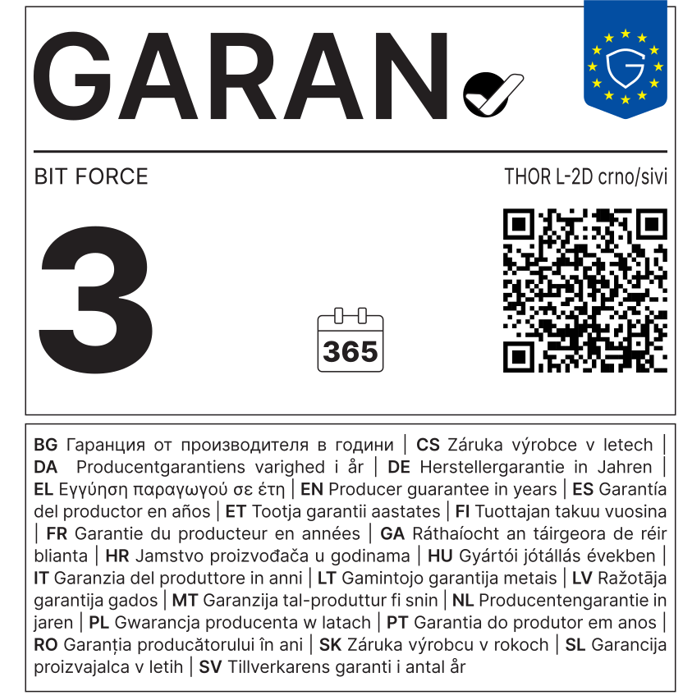 Bit Force THOR L-2D igraća stolica s potpornim jastučićima, PU koža, 2D naslon za ruke, nosivost 130kg, crno/siva