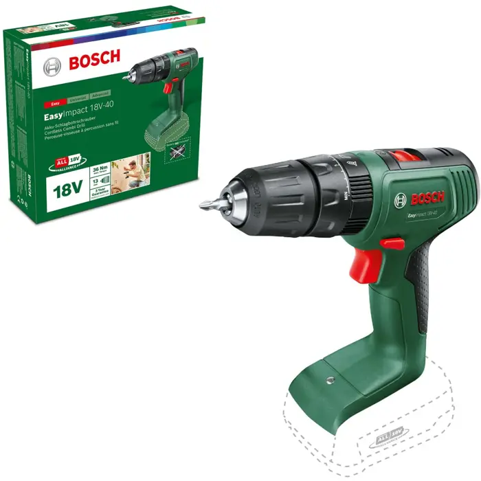 Bosch Cordless Impact Drill EasyImpact 18V-40 (green/black, without battery and charger)