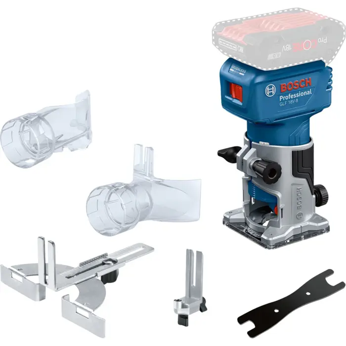 Bosch Powertools Cordless Edge Router / Laminate Cutter GLF 18V-8 Professional solo, 18Volt (blue/black, without battery and charger)