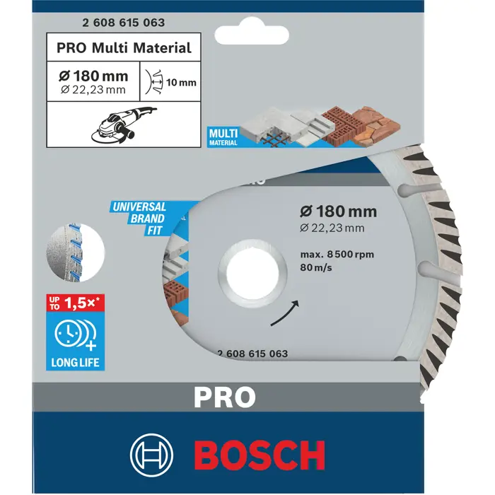 Bosch Powertools PRO Multi Material diamond cutting disc, Ř 180mm (bore 22.23mm)