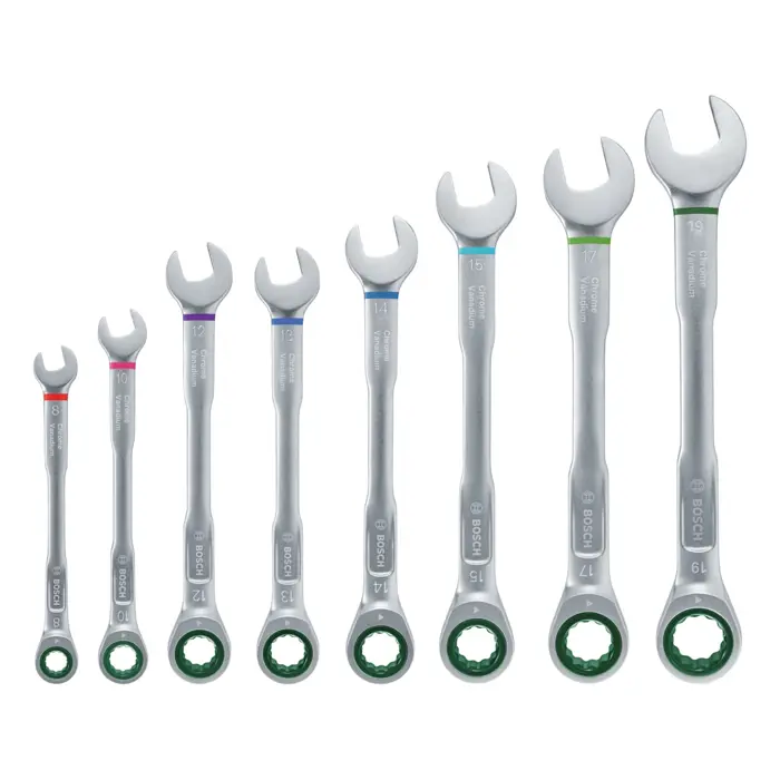 Bosch Powertools wrench with ratchet set, 8 pieces (green/black)