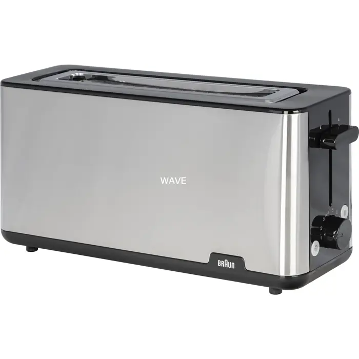 Braun long slot toaster PurShine HT 1610 BK (stainless steel/black, 1,030 watts, for 2 slices of toast)