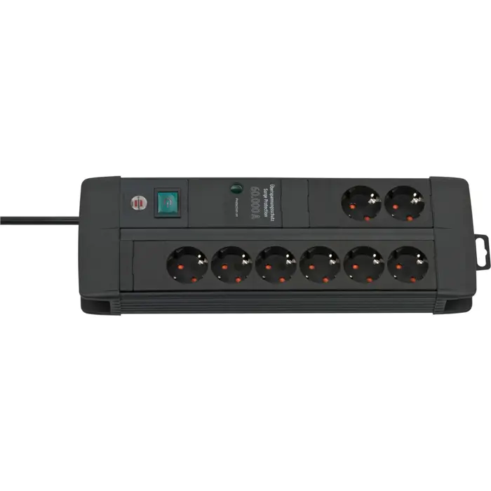 Brennenstuhl Premium-Line 8-way power strip Duo black, 3 meters, 60,000A surge protection