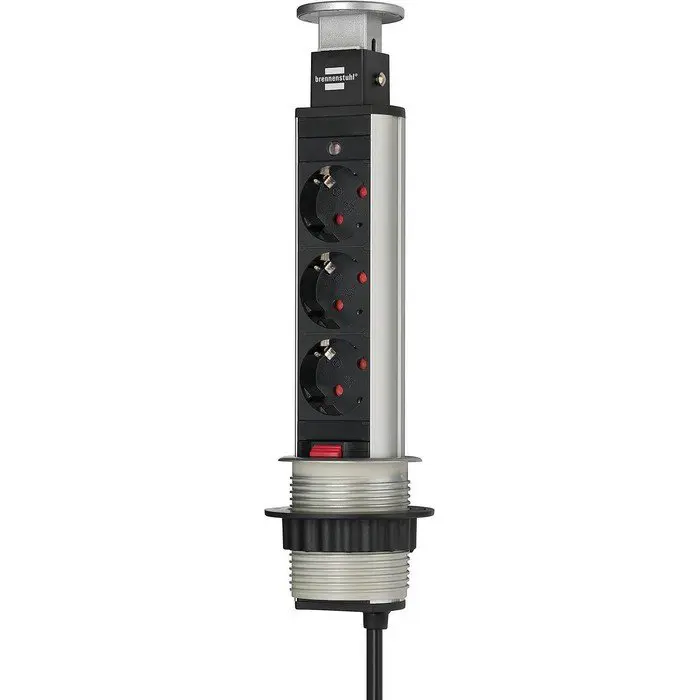 Brennenstuhl Tower Power Alu 3-fold 2m silver / black