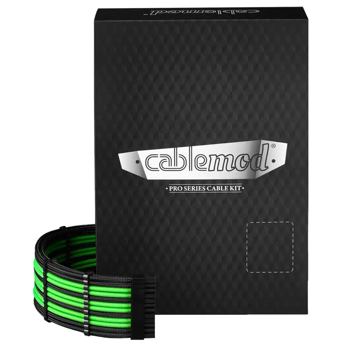 CableMod C-Series Pro ModMesh Sleeved 12V-2x6 12VHPWR Dual StealthSense Cable Kit for Corsair RMi, RMx (Black Label) - black/hell grün-CM-PCSR-16X2KIT-NKKLG-R-SS