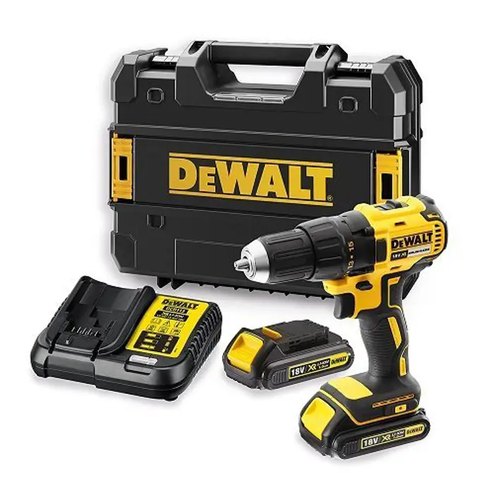DeWalt cordless drill DCD708D2T, 18 Volt (yellow / black, T-STAK box, 2x Li-ion battery 2.0 Ah)