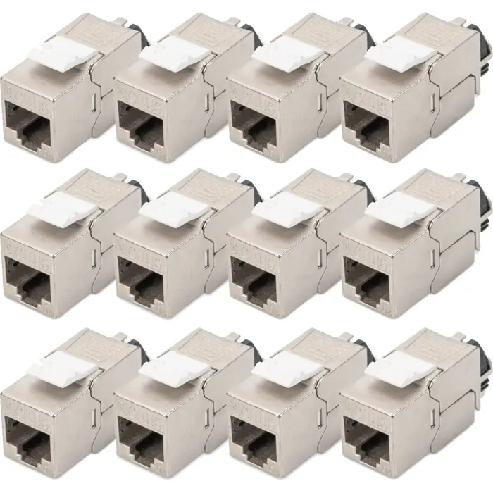 Digitus Cat.6a Keystone Module (silver, 12 pieces, with intelligent cable manager)