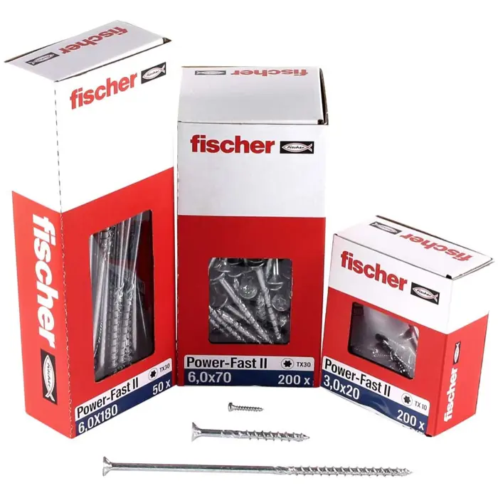 fischer chipboard screw Power-Fast II 6.0x160 countersunk (50 pieces, partial thread, galvanized)