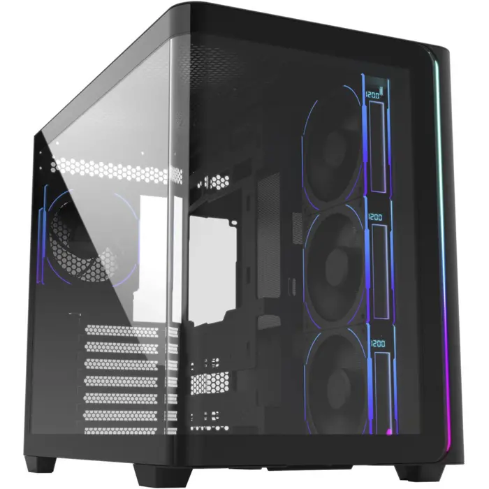 FSP M580-BP, tower case black, tempered glass