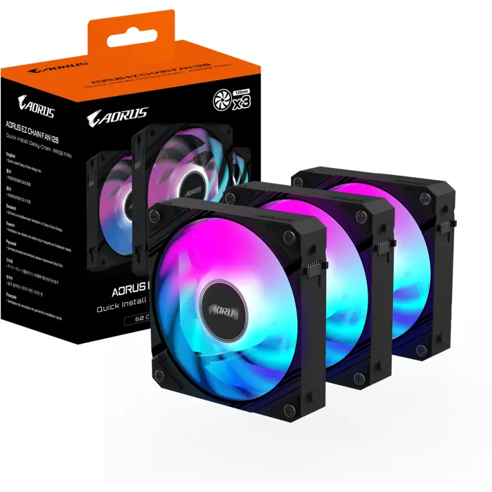 GIGABYTE AORUS EZ CHAIN FAN 120, case fan black, 3-pack, 120 mm