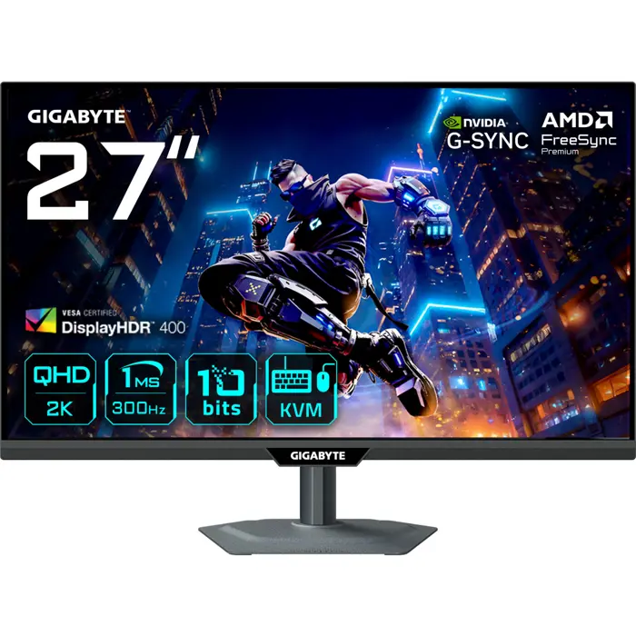 GIGABYTE M27Q3, gaming monitor - 27 - black, QHD, SS-IPS, G-Sync compatible, KVM, 300Hz panel