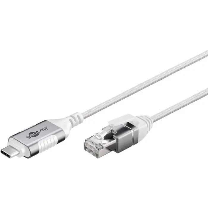 goobay Ethernet adapter cable USB-C 3.2 Gen2 > RJ-45, Slim (white, 2 meters)