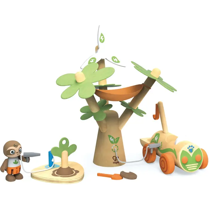 Hape trees with electric car, toy vehicle