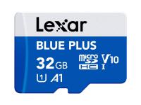 Kartica Lexar BLUE PLUS, Micro SDHC, 32GB, 100MB/s, U1, V10, A1, UHS-I, z adapterjem - LMSBLPL032G-BNANG