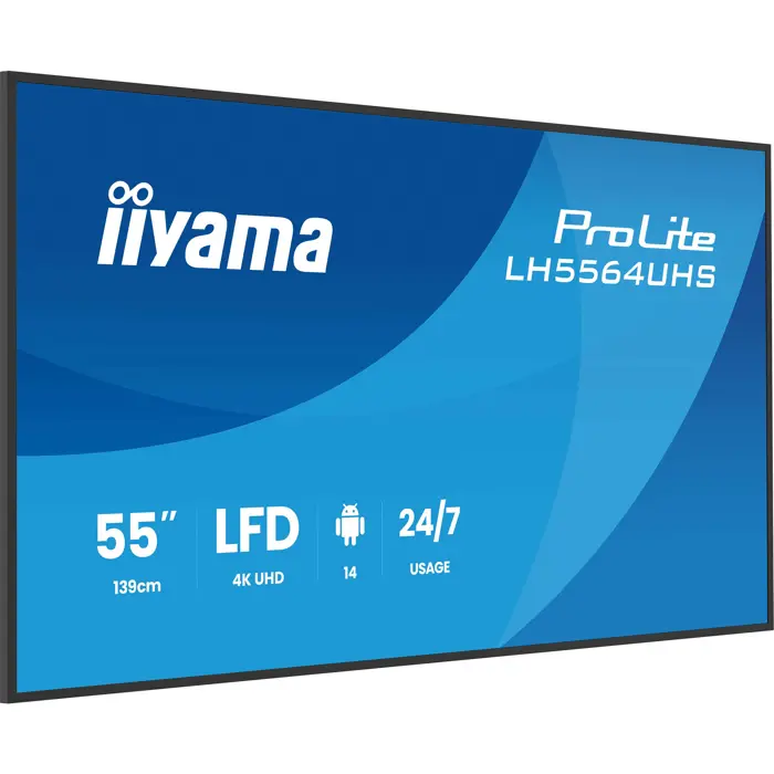 Iiyama ProLite LH5564UHS-B1AG, public display (black (matt), UltraHD/4K, VA, WiFi, remote control)
