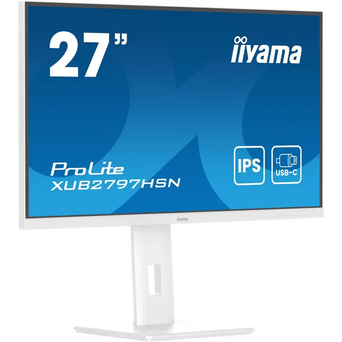 iiyama ProLite XUB2797HSN-W2, LED monitor - 27 - white (matt), FullHD, IPS, USB-C, RJ-45, 100Hz panel
