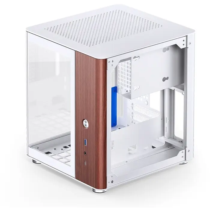 Jonsbo TK-0 PC Gehäuse, Mini-Tower, Mini-ITX, Tempered Glass, Holz - white-TK-0 WHITE
