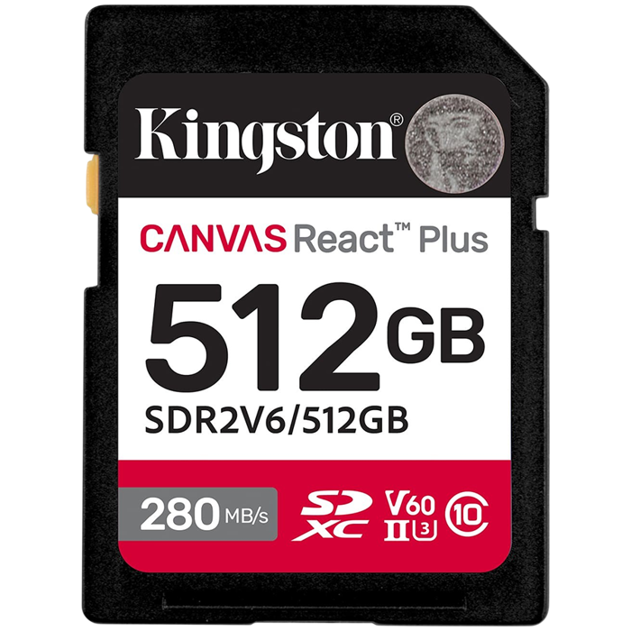 Kingston 512GB SDXC Canvas React Plus SDXC UHS-II 280R/150W U3 V60, EAN: SDR2V6/512GB