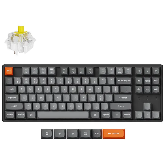 Mehanička tipkovnica Keychron K8 MAX BLACK, HR znakovi, Banana Tacticle