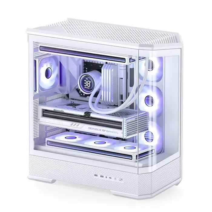 PC Case Jonsbo D400, ATX, Tempered Glass - White