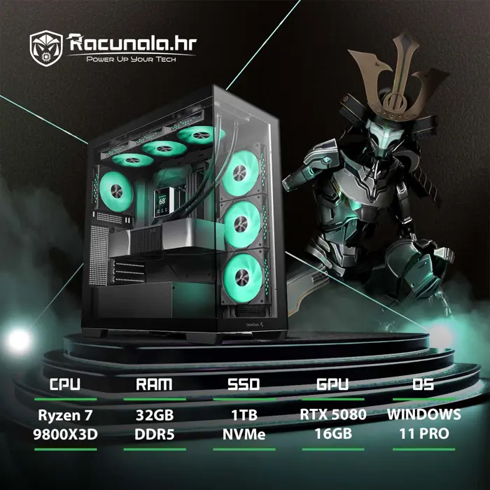 PPC Samurai Premium GamingPC (Ryzen 7 9800X3D, Liquid, 32GB DDR5, 1TB NVMe, RTX 5080, BT, WiFi) Win11P