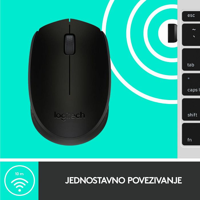 Miš LOGITECH M171, optički, bežični, crni
